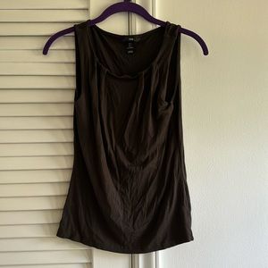 H&M Solid Brown Rank Top Blouse SZ Small 92% Rayon 8% Spandex